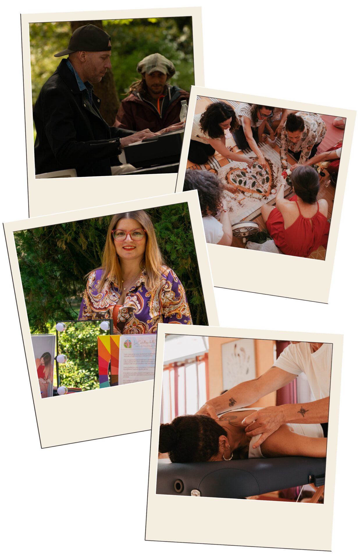 Mix di fotografie di operatori durante una fase del loro lavoro