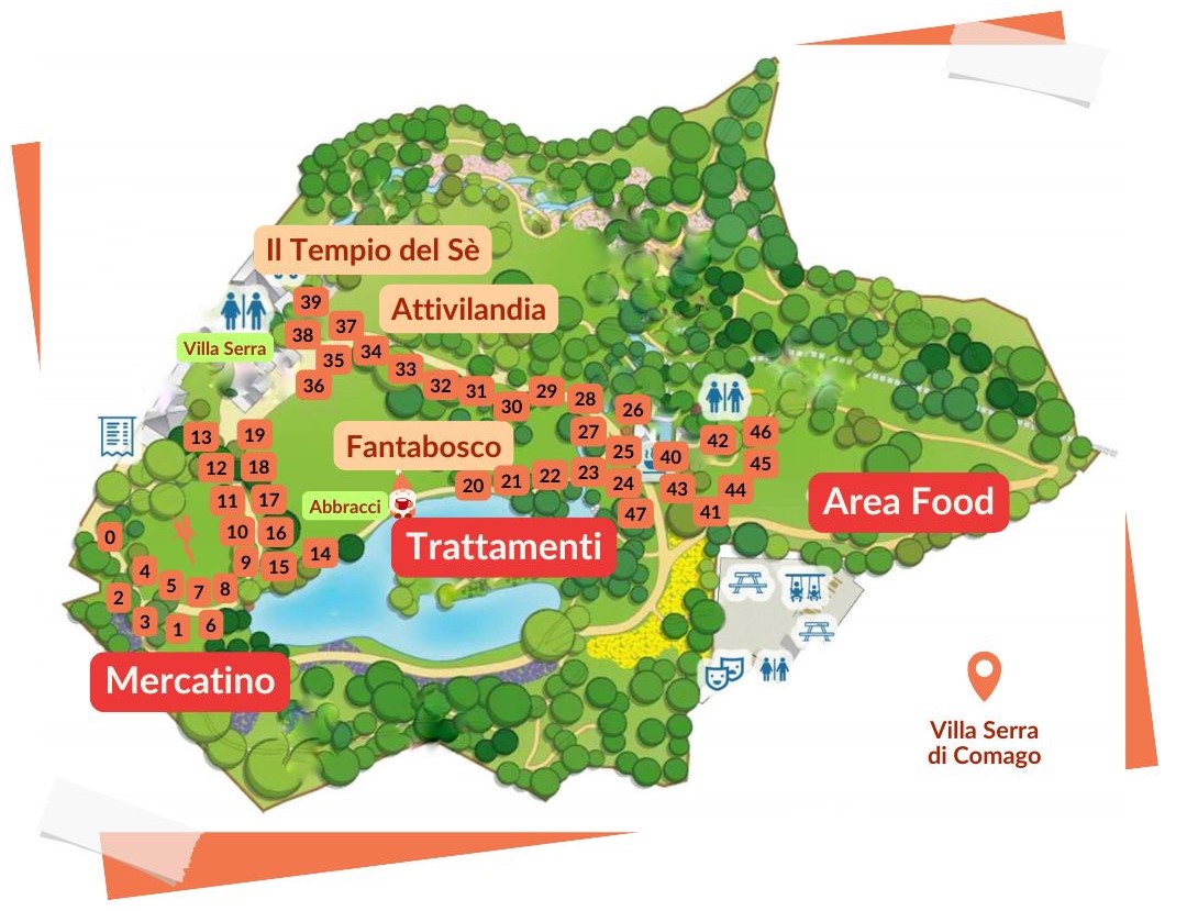 La mappa e le aree del Festival Ohana in Villa Serra